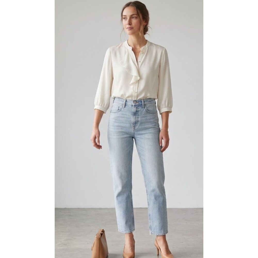 Banana Republic Premium Denim High Rise Straight Ankle Jeans Women's Size 28